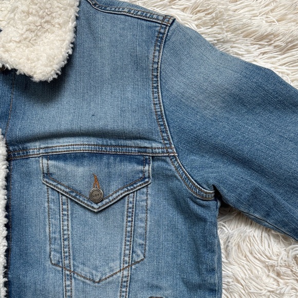 🎉2X HP🎉 Loft Jean Jacket with Sherpa Lining 💗 Blue & Ivory - Picture 7 of 15